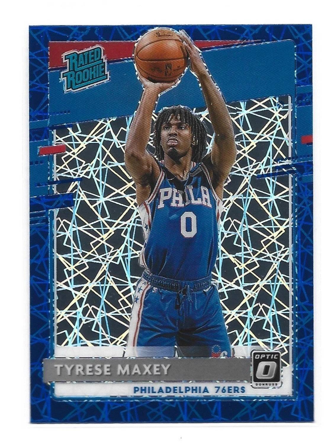 Tyrese Maxey 2020-2021 Donruss Optic #171 - Blue Velocity Rated Rookie - 76ers