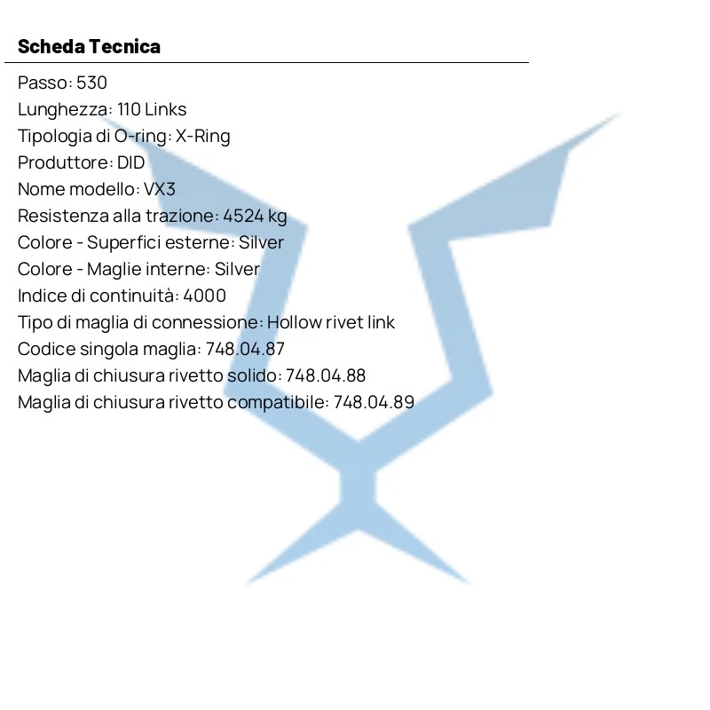 Cadena Abierta DID Plata 110-530 Remache MZ - MUZ 1000 SF 2005-2008 - Imagen 4 de 4