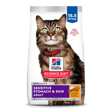 Hill's Science Diet Adult Sensitive Stomach Skin Chicken Dry Cat Food, 15.5lb