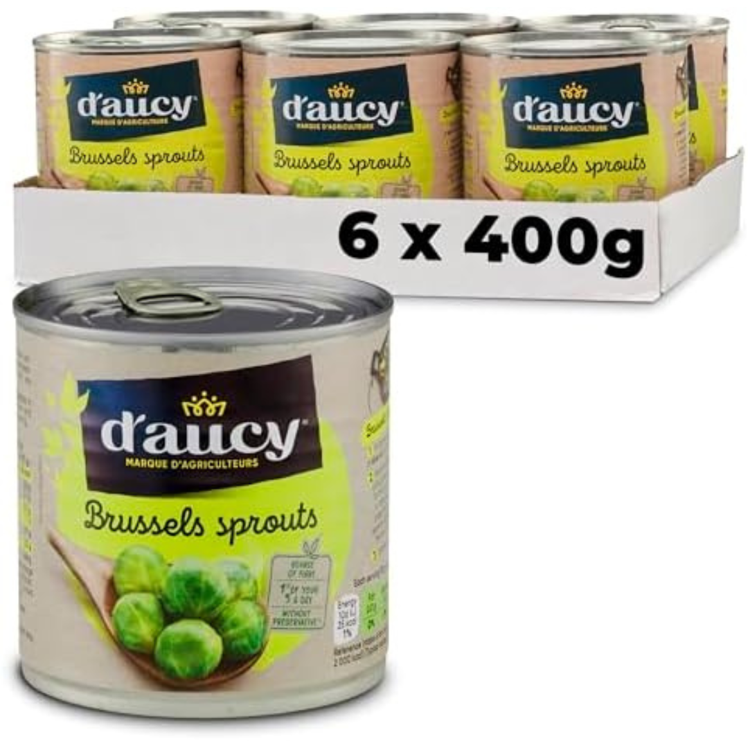 D’aucy Brussels Sprouts 400g Tins Pack of 6 Ready Cooked Vegetables