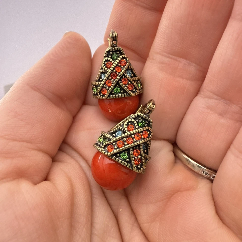 Pendientes Heidi Daus Rapsodia en Tonos Art Deco Coral Aro Cuelga Cristal Foto 4 de 4