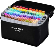 Memoffice 80 Colors Dual Tip Artist Alcohol Markers Set with Carrying Case - Per