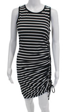 Michael Michael Kors Women's Sleeveless Ruched Mini Dress Striped Size S