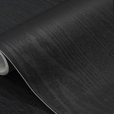 Black Paper 24"x200" Wood Peel and Stick Wallpaper Waterproof Self Adhesive W...
