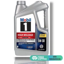 Mobil 1 High Mileage Full Synthetic Motor Oil 5W-30, 5 Quart, Fast Delivery