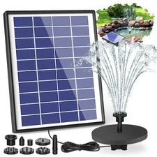 6.5W Solar Fountain Pump, Built-in 1500mAh Battery, 6 Nozzles, Multi-applicat...