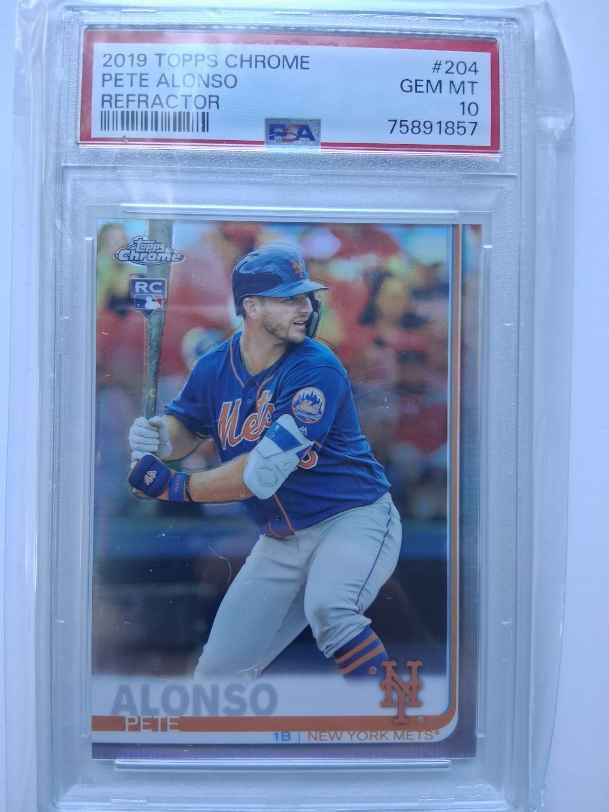 2019 Topps Chrome Pete Alonso Refractor Rookie RC #204 PSA 10 GEM MT Mets