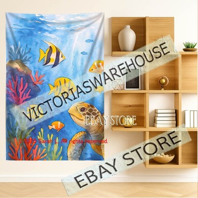 Sea Turtle Marine Tapestry Decor ocean life 39X59 in