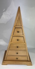 Vintage Chest of Drawers Pyramid Shape Wooden Decor Tower Accent 5 Drawers