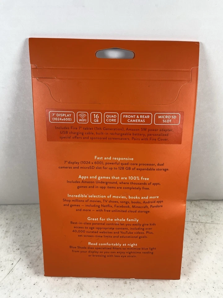 Amazon Fire Tablet 5th Gen 16GB Tangerine 7” Screen Wi-Fi New *Package Has Wear* - Image 2 of 4