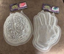 New - Hand  27.5 oz   Brain 48 oz Gelatin Mold Set of 2 Halloween/Party