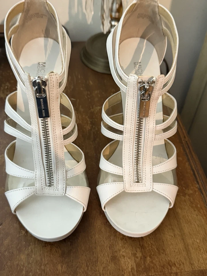 Michael Kors White Strapped Heels - Image 3 of 4