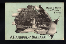 VINTAGE 1909 MAP AUSTRALIA HANDFUL BALLARAT GARDENS HERES HAND MA TRUSTY FRIEND