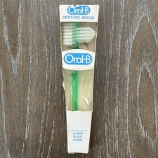 1 Vintage 1970s NOS New Green Oral B Denture Brush Made in USA