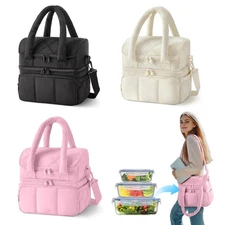 Dual Layer Insulated Lunch Bag Adult Lunch Box for Work Office School Leakproof