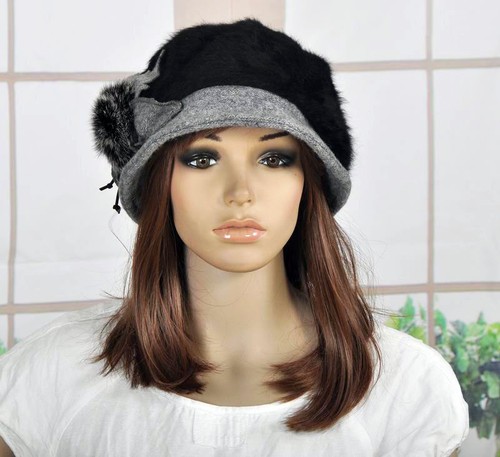 M98 Lindo Piel Flor Invierno Cálido Conejo Piel y Lana Sombrero Gorro Gorra de Esquí 6 Colores - Imagen 31 de 35