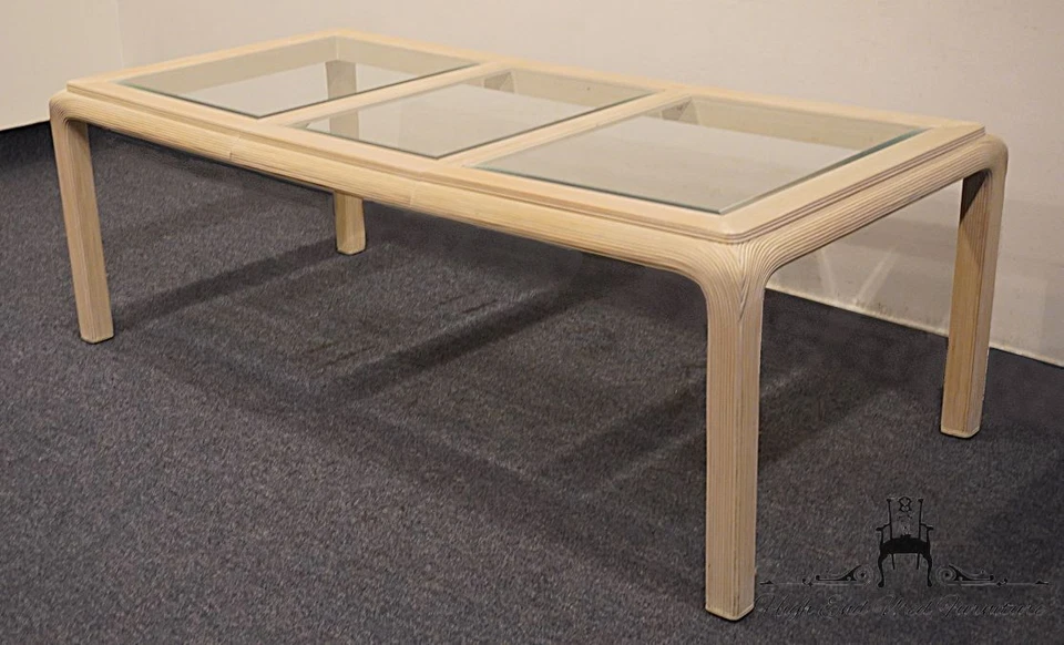 AMERICAN DREW Bleached Wood Coastal Contemporary Style 89" Dining Table w. Gl... - Image 3 of 4