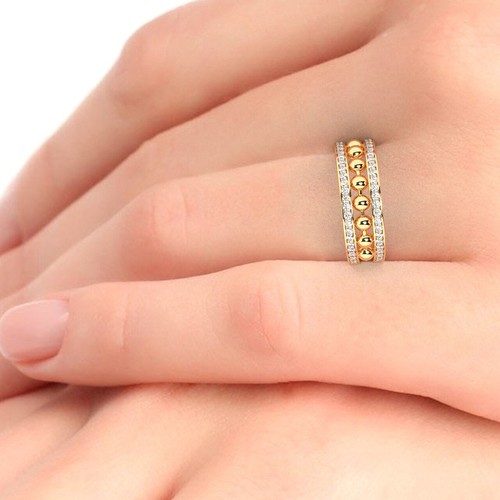 7 MM 100% Natural Round Brilliant Cut Diamond Half Eternity Ring 18K Yellow Gold - Picture 4 of 5