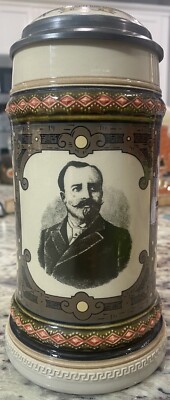 Budweiser ADOLPHUS BUSCH Lidded Beer Stein CS216 COA
