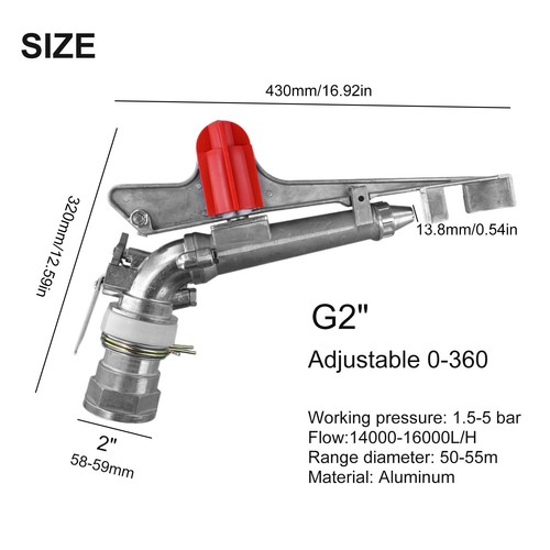 Wide Coverage Agriculture Irrigation Spray Sprinkler 2 inch Thread Size - Picture 3 of 24