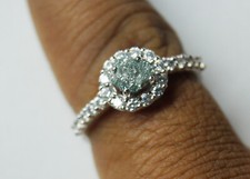 0.80cts Blue Rough Diamond Ring, Uncut Raw Blue Diamond Sterling silver Ring