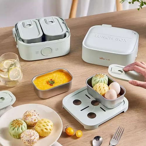 Bear Electric Lunch Box Portable Cooked Stainless Steel Food Heating Home Car AU - Foto 17 di 18