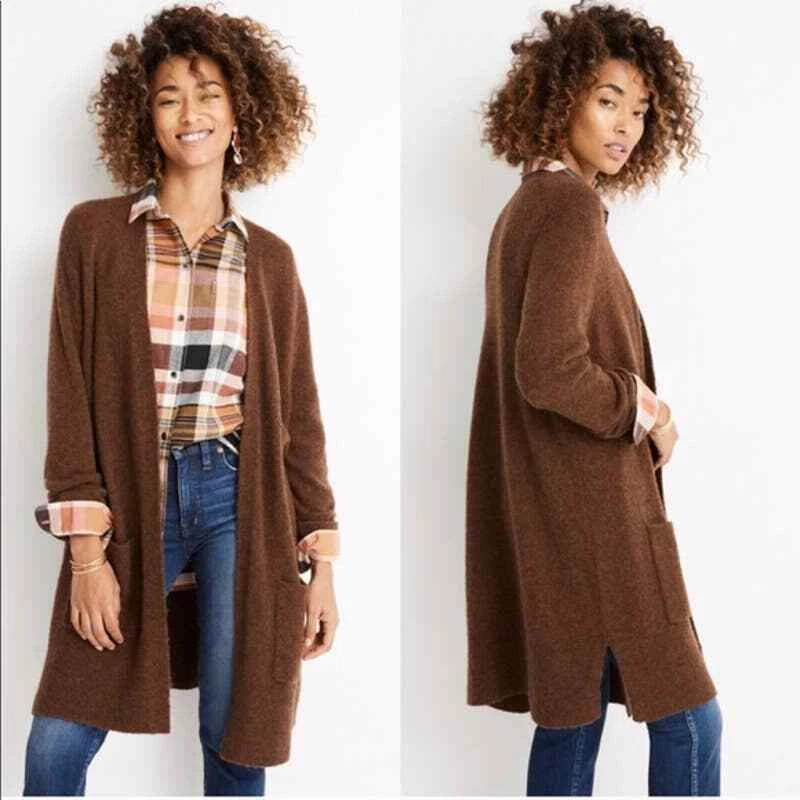 Madewell Kent Cardigan Sweater in Coziest Yarn Brown S