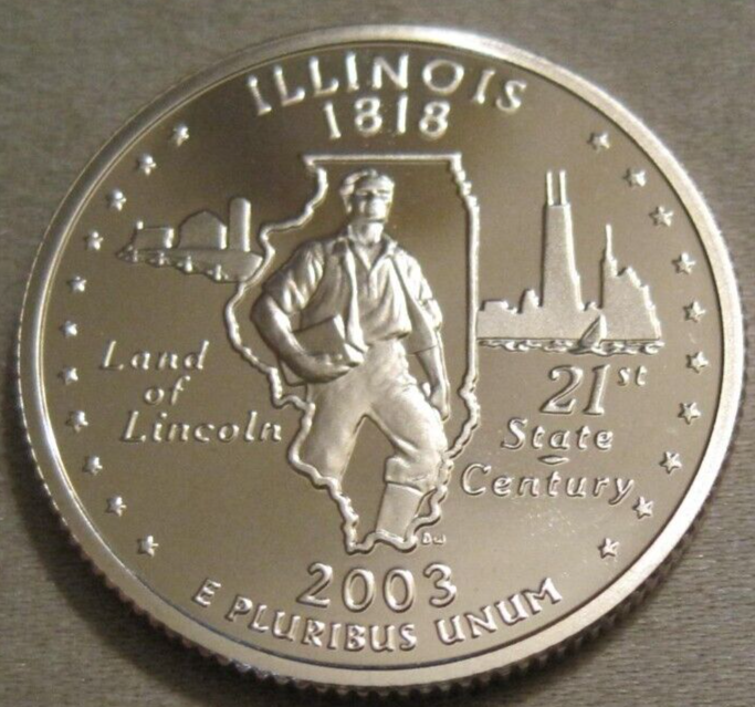 2003 S PROOF ILLINOIS STATE WASHINGTON QUARTER ** NICKEL CLAD