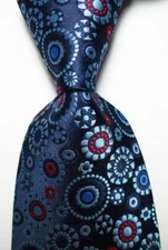 New Classic Polka Dot Blue Red JACQUARD WOVEN Silk Men's Tie Necktie