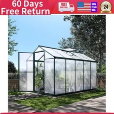 6x10 FT Walk-in Greenhouse for Outside Garden Backyard 24" x 23" Roof Windows