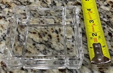 Vintage Square Art Deco Clear Glass Ashtray 3.5" x 3.5”
