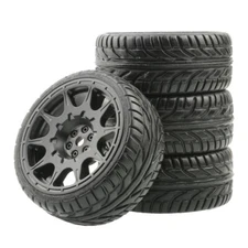 4pcs Rubber 1/10 On Road RC Touring Car Wheels 12mm Hex For Tamiya kyosho RS4