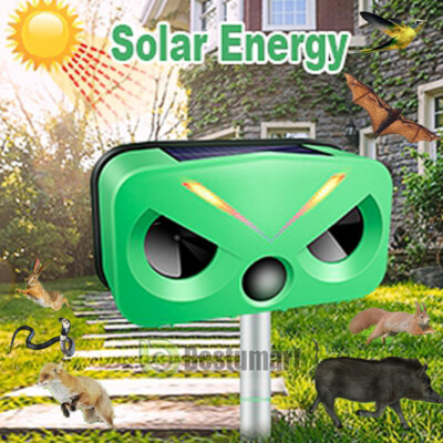 7000ft Solar Ultrasonic Animal Repellent Dog Cat Skunk Deer Raccoon For Garden
