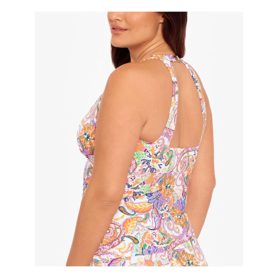 Lauren Ralph Lauren Women's Multi Color Side-Ruched Deep Swimsuit Top 16W - Image 3 of 3