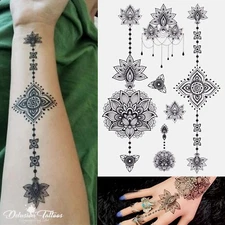 Temporary Tattoo Set - Mandala Lotus Flower Henna Tribal Sexy Body Art Womens