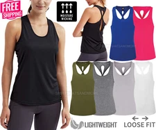 Womens Knot Back Moisture Wicking Loose Fit Tank Top Exercise Dri Fit XS-2XL NEW