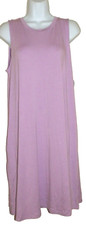 New Womens L 12-14 Purple Knit Tank Dress Time And Tru Sleeveless Pockets