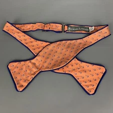 MICHAEL LAMONT Orange Navy Anchor Silk Adjustable Bow Tie