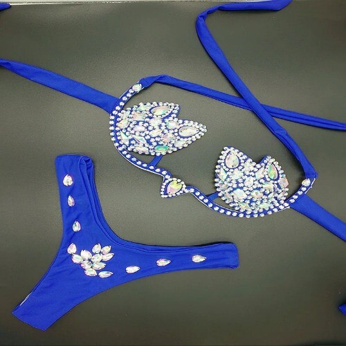 Vacation Diamond Bling Stones Bikini Set Swimsuit Sexy Women Mature Bathing Suit - Bild 19 von 22