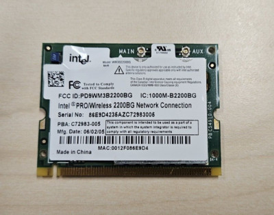 Intel PRO/Wireless 2200BG Network Connection Mini PCI Wireless WM3B2200BG