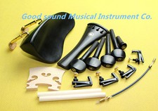 1set ebony wood 4/4 violin accessories bridge chinrest endpin tuners tail gut
