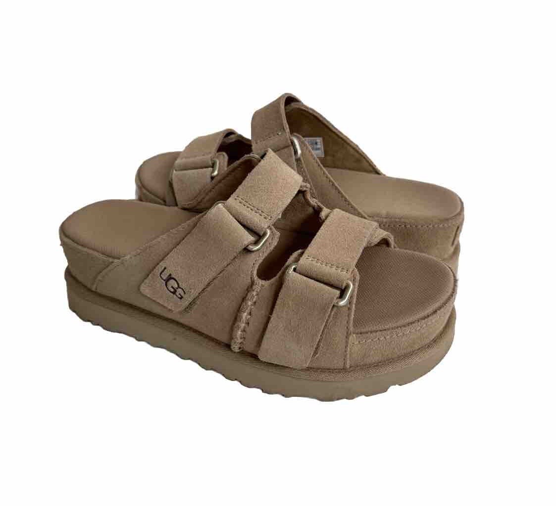 【送料&関税込】UGG Platform Sandals goldenstar Hi UGG GOLDENSTAR HI SLIDE SUEDE SAND PLATFORM SANDALS US 9.5