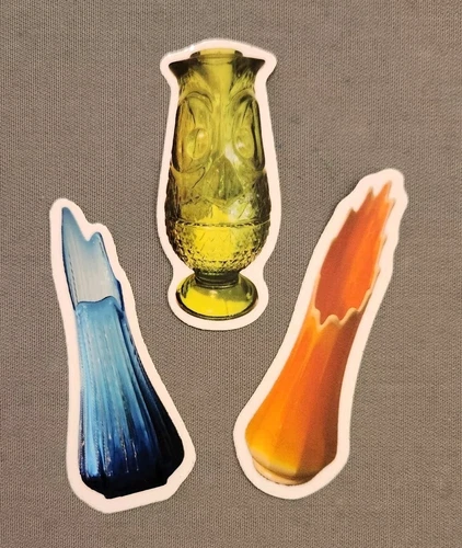 3 Retro Swung Vase Fairy Lamp Bundle Sticker | Glass Art Decal | Laptop Sticker