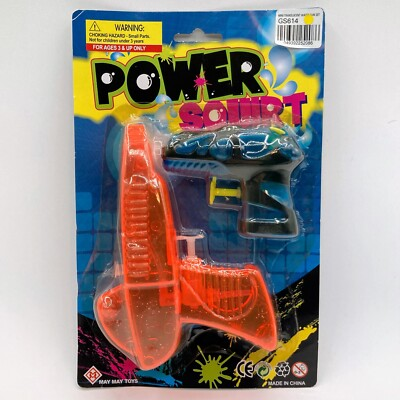 #ad Power Squirt Plastic Toy Water Guns 2 Pack Translucent Orange amp; Blue VTG NOS $11.75