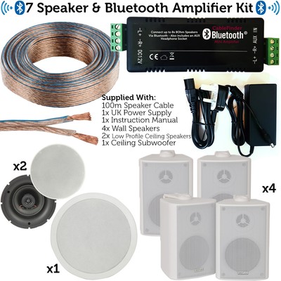 Bar Restaurant Bluetooth Amp Background Speaker Kit 7x Ceiling