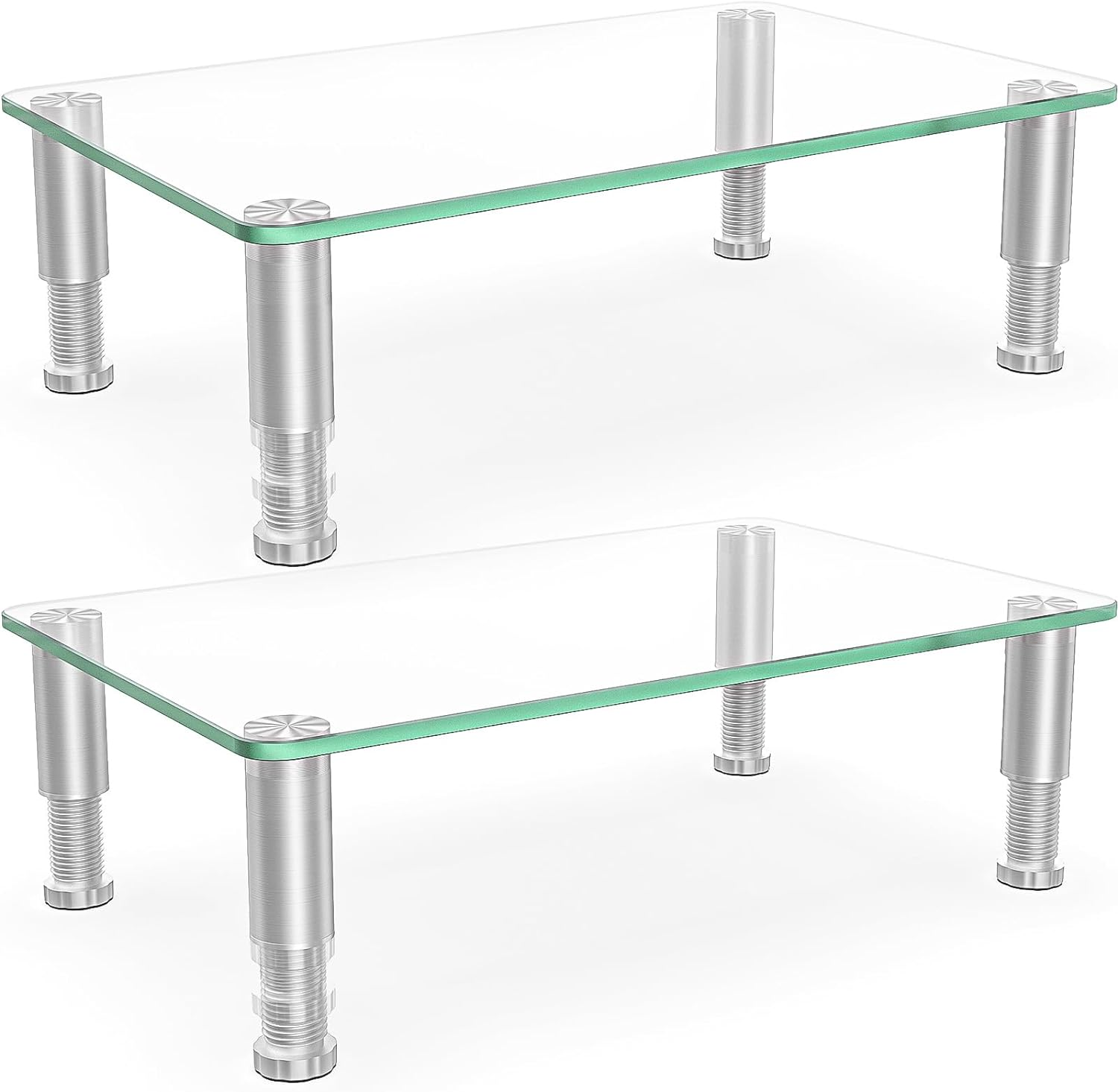 2 Pack Computer Monitor Riser with Height Adjustable Multi Media Desktop Stan...
