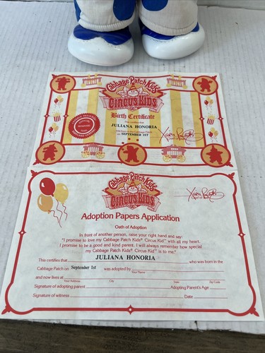 1986 Cabbage Patch Circus Kids Blonde Blue Eyed Birth Certificate - Picture 3 of 5