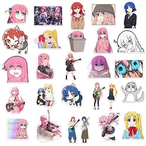 Bocchi The Rock Sticker 50er Set Wasserdicht PVC Material 4-8 cm Anime Japan Neu - Bild 10 von 12