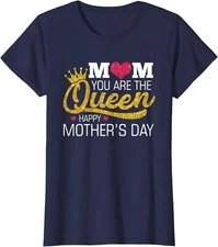 Mom You Are The Queen Happy Mothers Day Yellow Crown Ladies' Crewneck T-Shirt