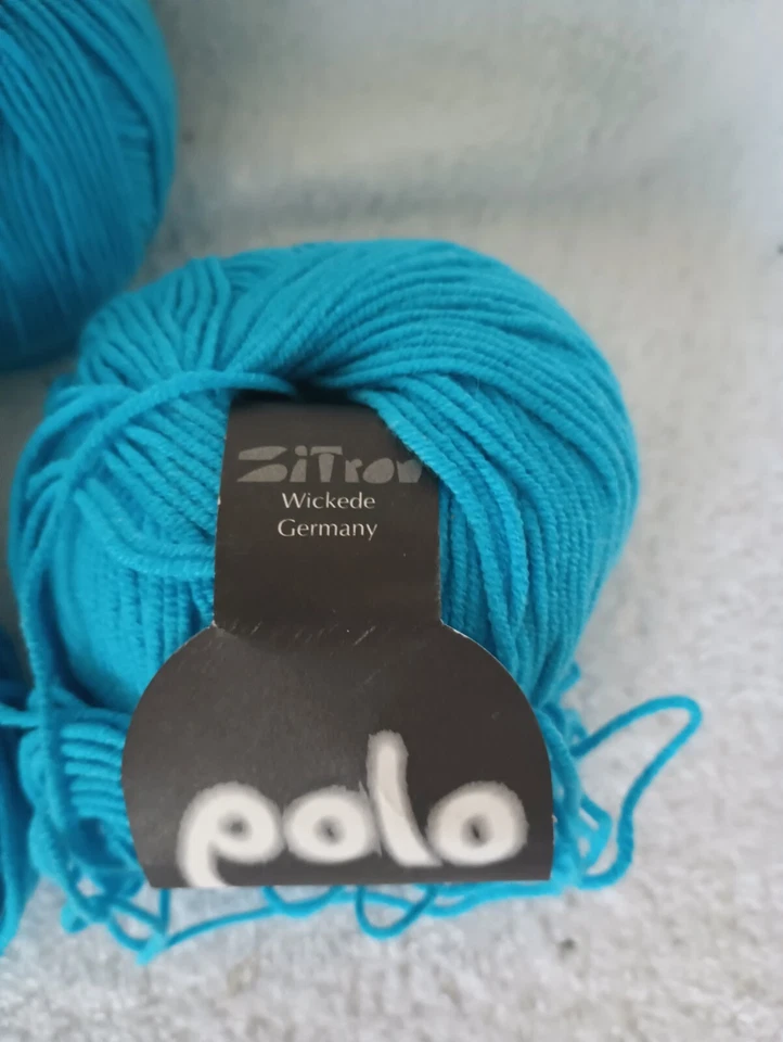 (5) Zitron Polo Sport Weight Yarn Periwinkle Blue Cotton/Acrylic Balls Germany - Image 3 of 4